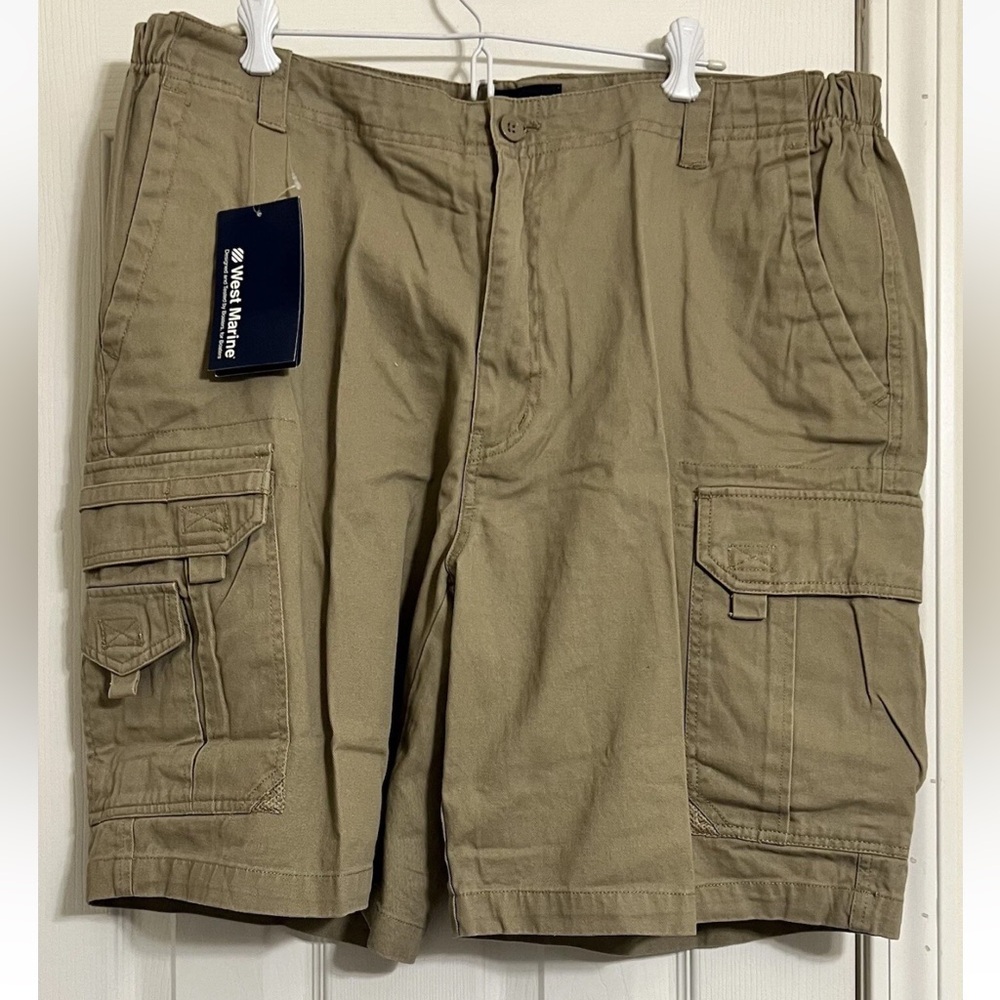 West Marine Dock Cargo Driftwood Khaki Size 38 Cotton Shorts Utility Pocket NEW